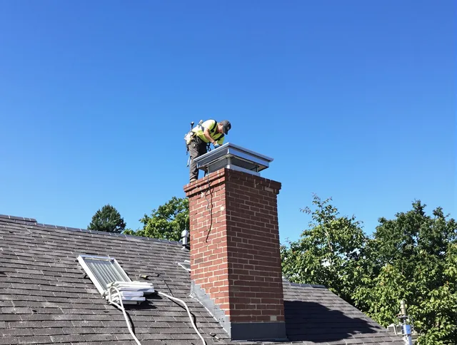 Rancho Palos Verdes Chimney Sweep technician measuring a chimney cap in Rancho Palos Verdes, CA