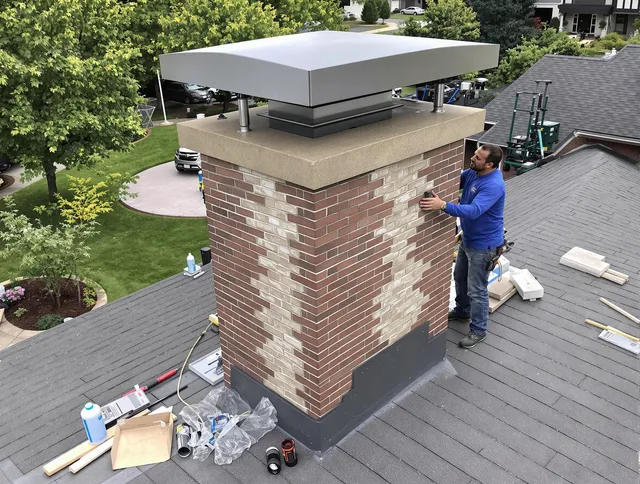 Rancho Palos Verdes Chimney Sweep team working on a custom chimney remodel in Rancho Palos Verdes, CA
