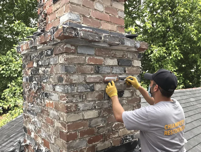 In-progress chimney restoration by Rancho Palos Verdes Chimney Sweep in Rancho Palos Verdes, CA