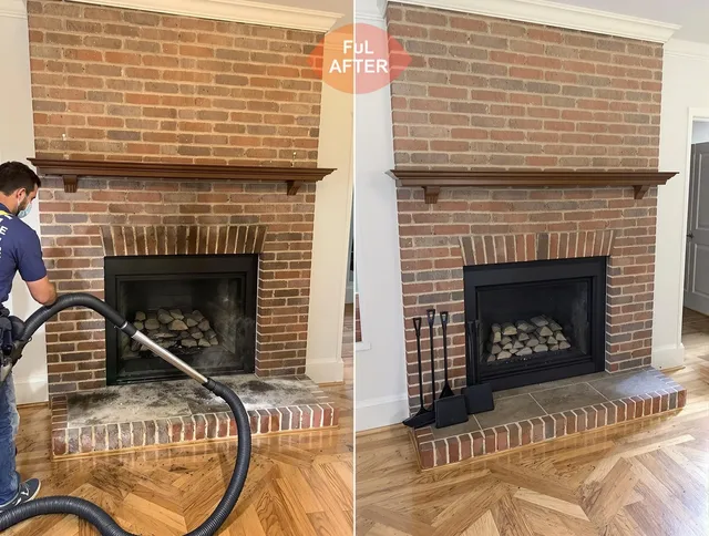 Rancho Palos Verdes Chimney Sweep carefully sanitizing a fireplace in Rancho Palos Verdes, CA