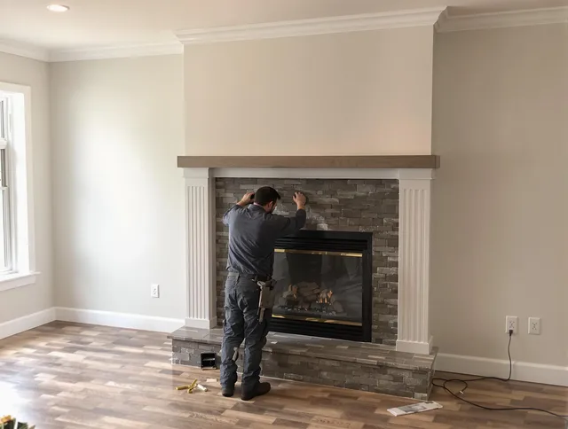 Rancho Palos Verdes Chimney Sweep finishing a custom fireplace install in Rancho Palos Verdes, CA